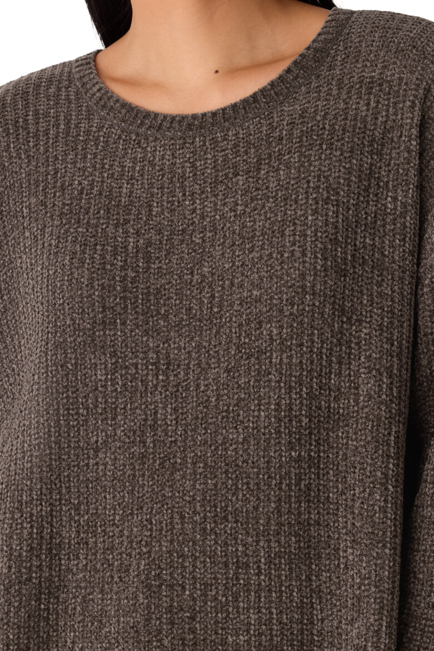 Chenille Blend Jewel Neck Top