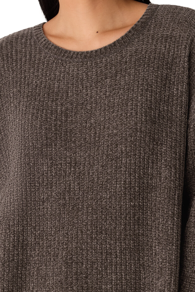 Chenille Blend Jewel Neck Top