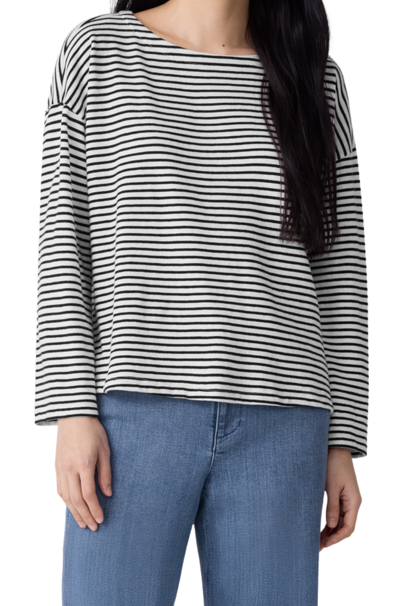 Striped Organic Cotton Slub Bateau Neck Top
