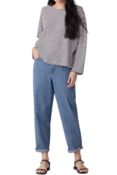 Striped Organic Cotton Slub Bateau Neck Top