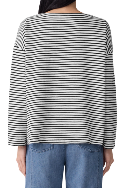 Striped Organic Cotton Slub Bateau Neck Top