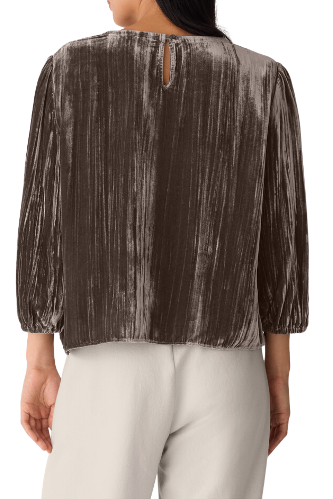 Crushed Velvet Round Neck Top
