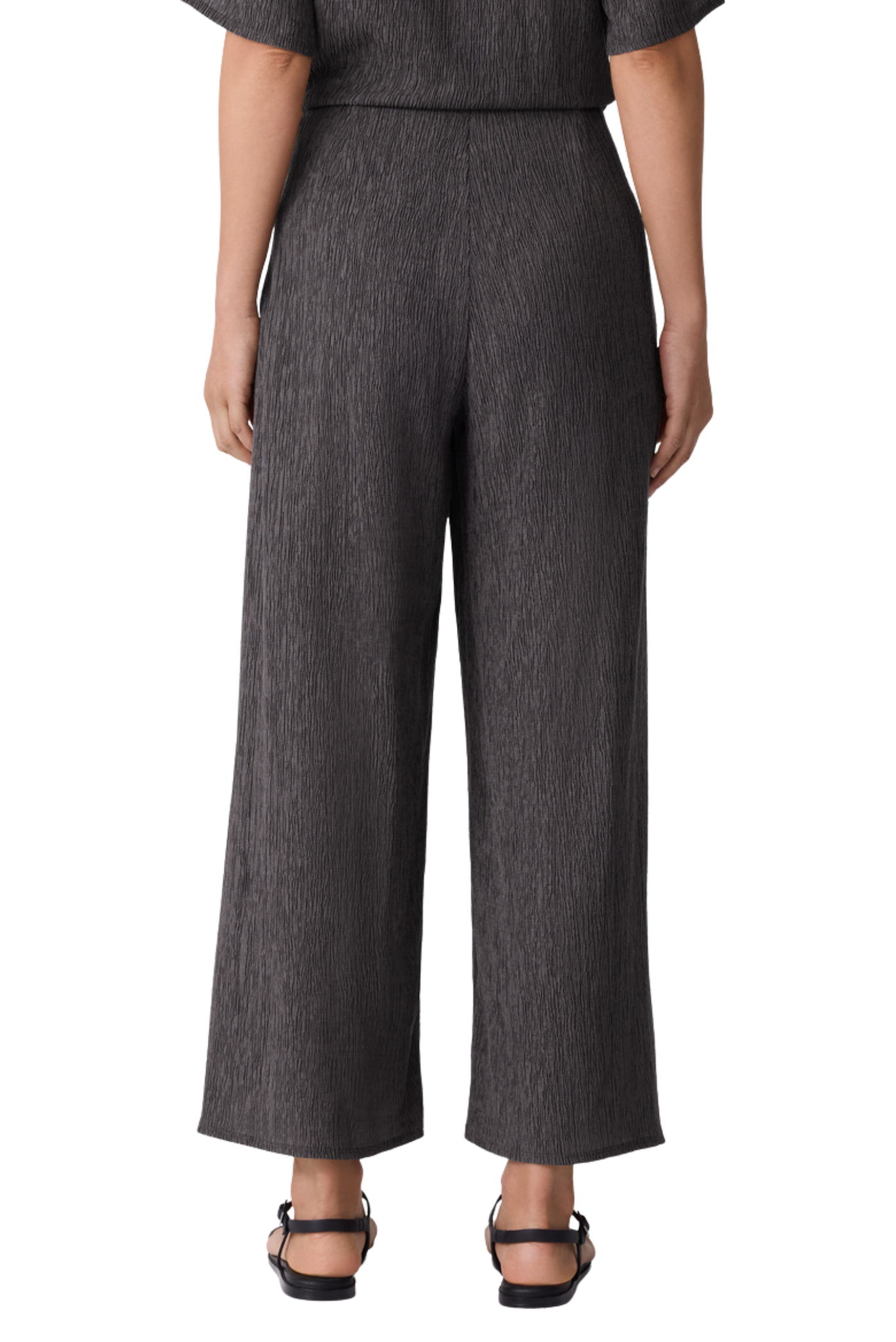 Woven Plisse Wide Leg Pants