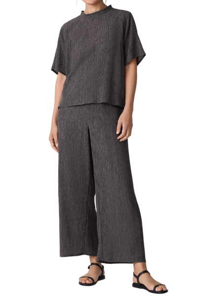 Woven Plisse Wide Leg Pants