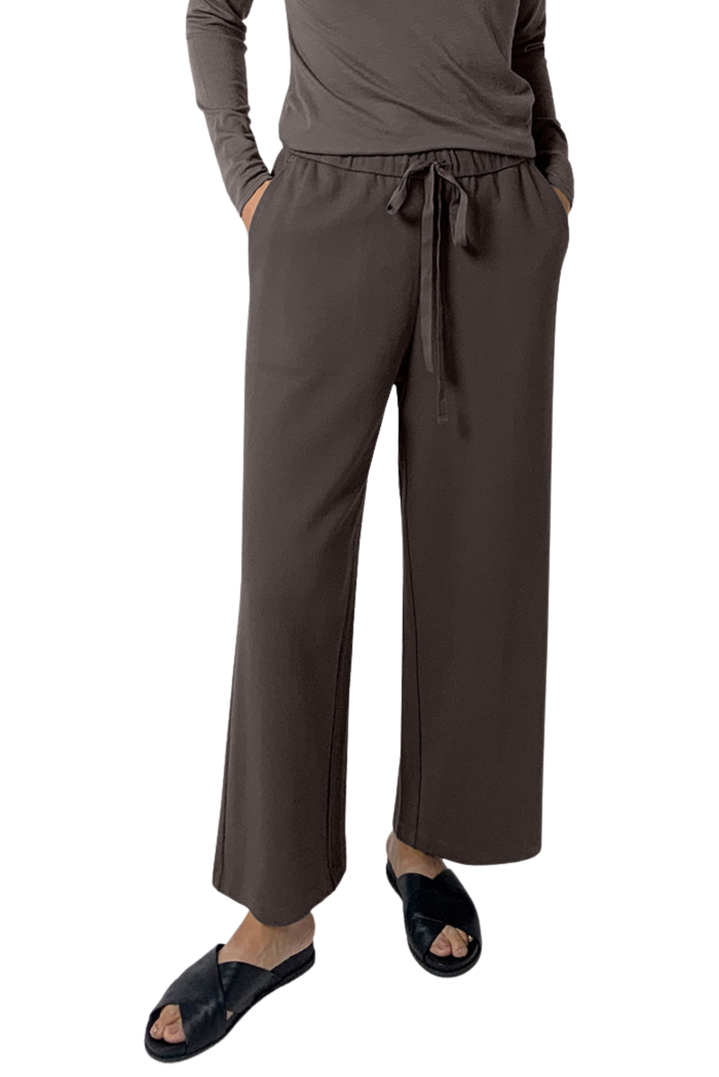 Waffle Cotton Wide-Leg Pant