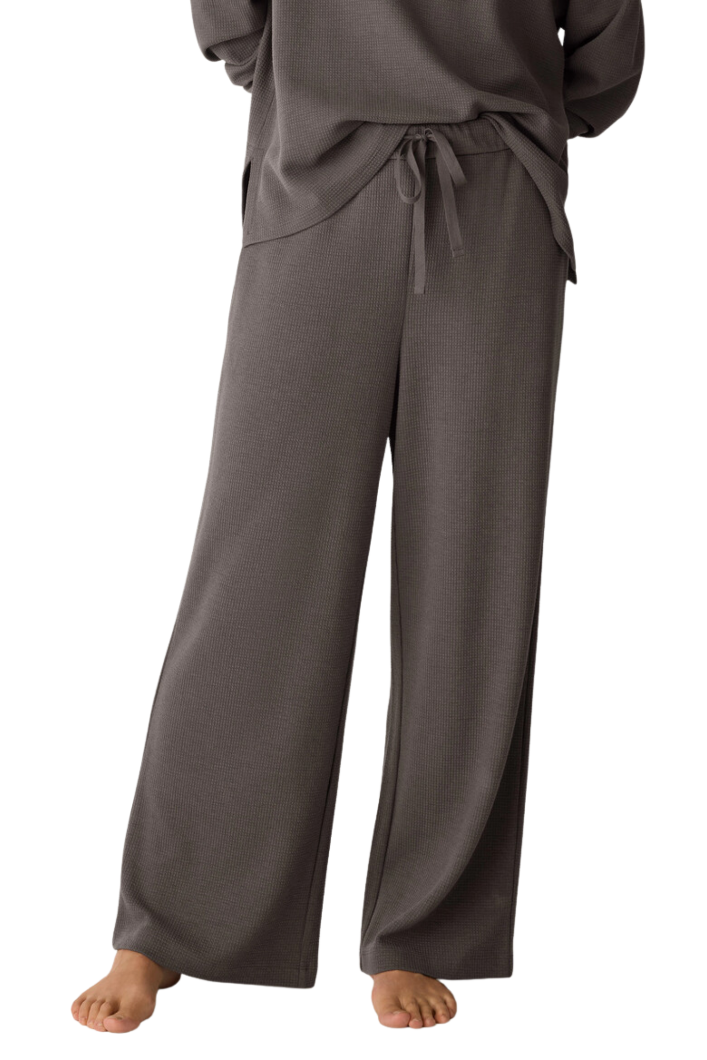 Waffle Cotton Wide-Leg Pant