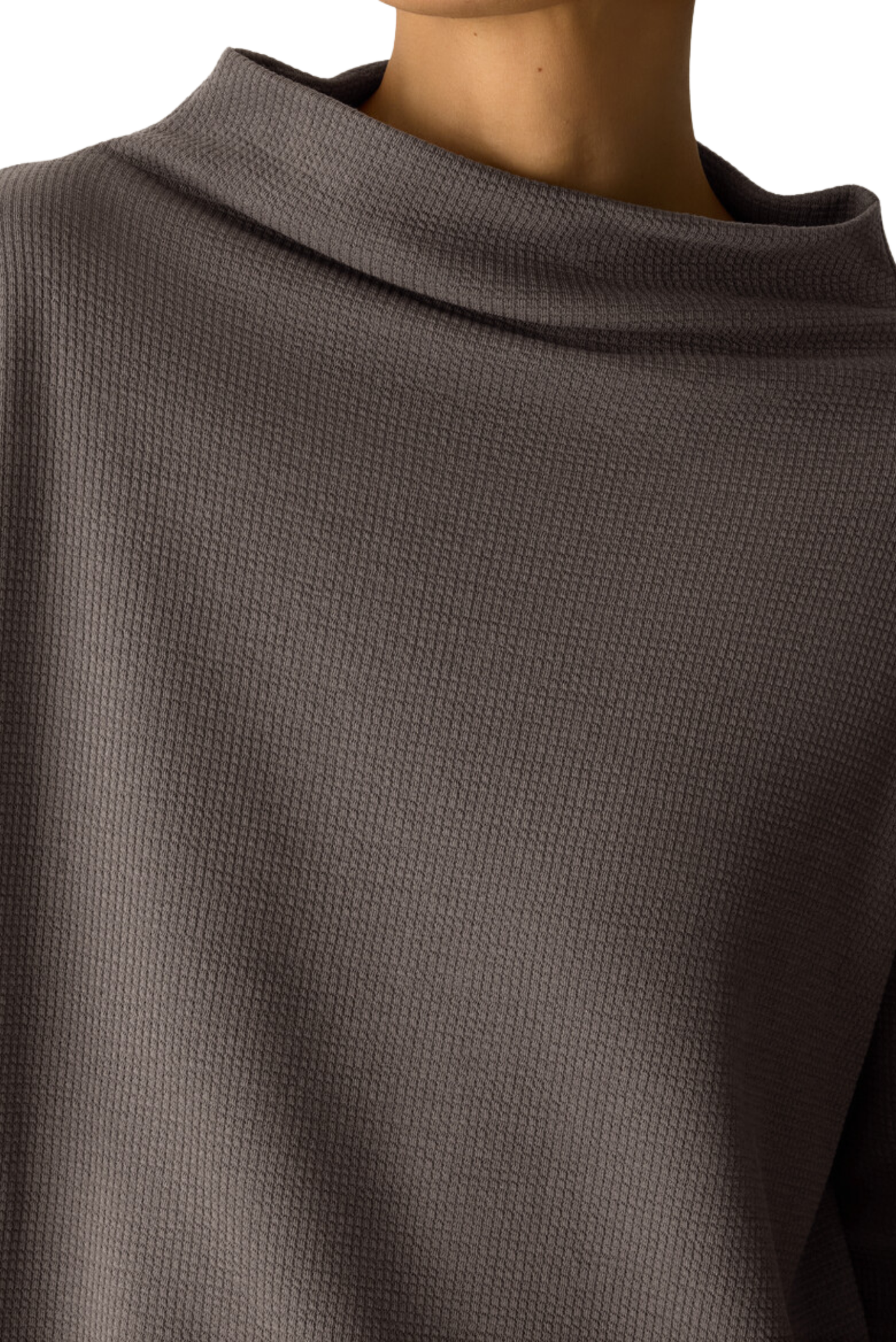 Waffle Cotton Funnel Neck Box-Top