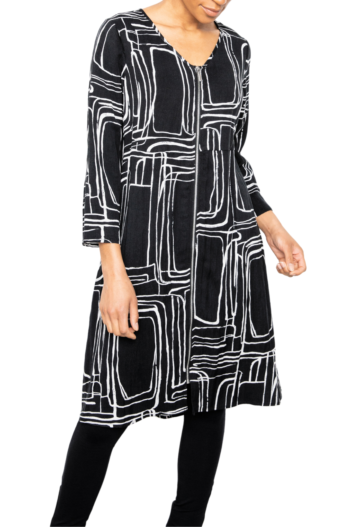 Print Zip Front Dress