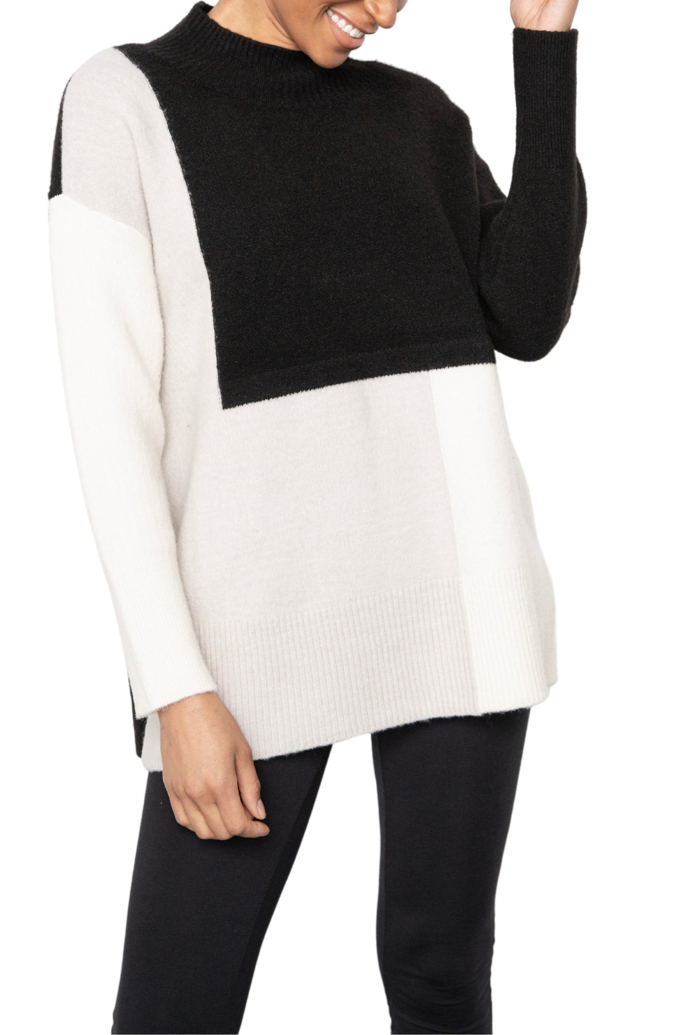 Colourblocked Funnel Neck Tunic