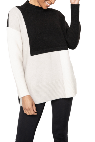 Colourblocked Funnel Neck Tunic