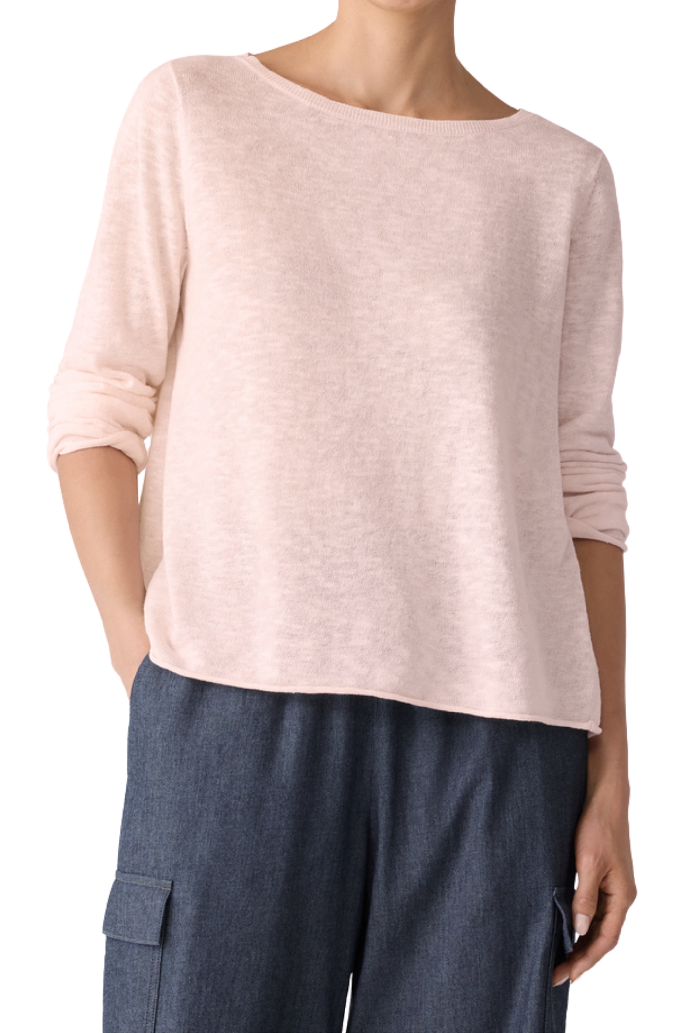 Organic Linen Cotton Slub Bateau Neck Top