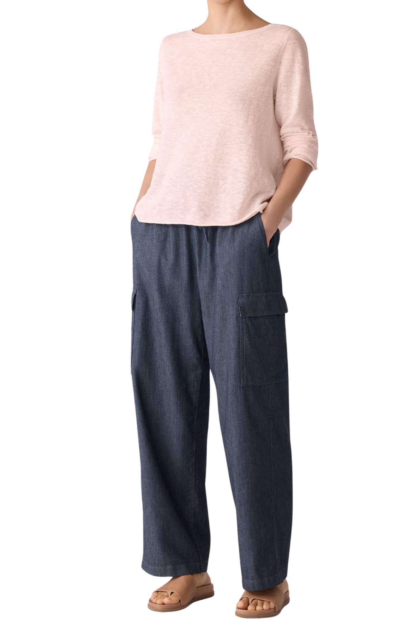 Organic Linen Cotton Slub Bateau Neck Top