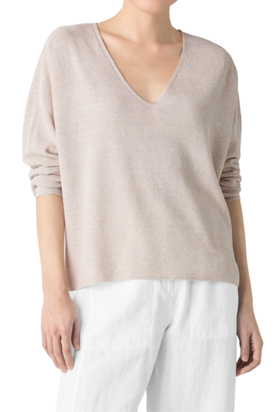 Organic Linen Cotton V-Neck Sweater