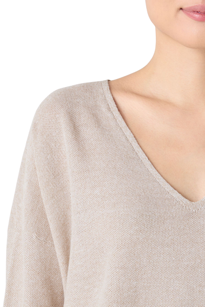 Organic Linen Cotton V-Neck Sweater