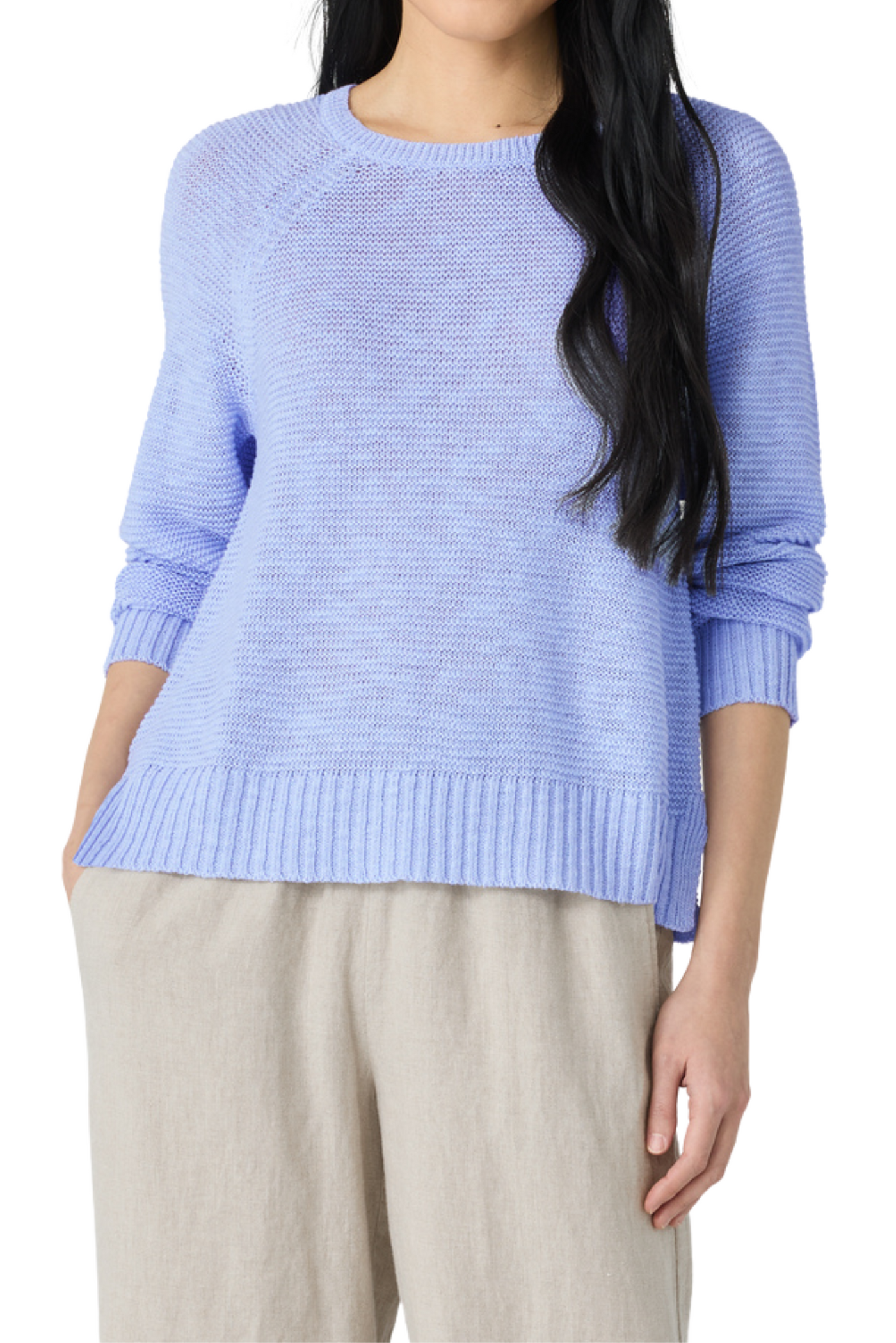 Organic Linen Cotton Slub Crew Neck Top