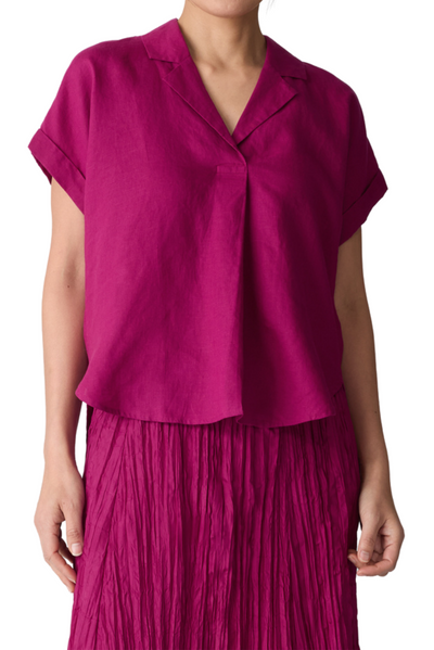 Organic Handkerchief Linen Notch Collar Top