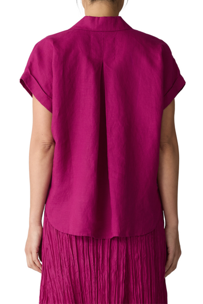 Organic Handkerchief Linen Notch Collar Top