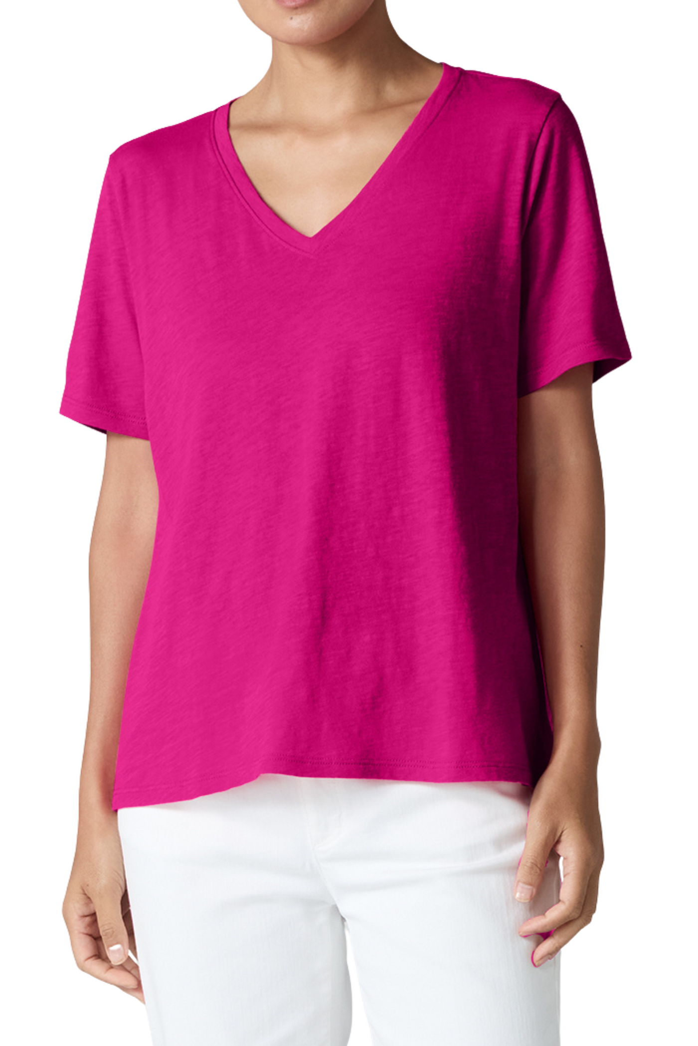 Organic Cotton Slubby Jersey V-Neck Tee