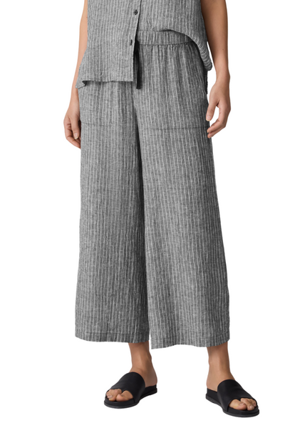 Puckered Organic Linen Wide-Leg Pant