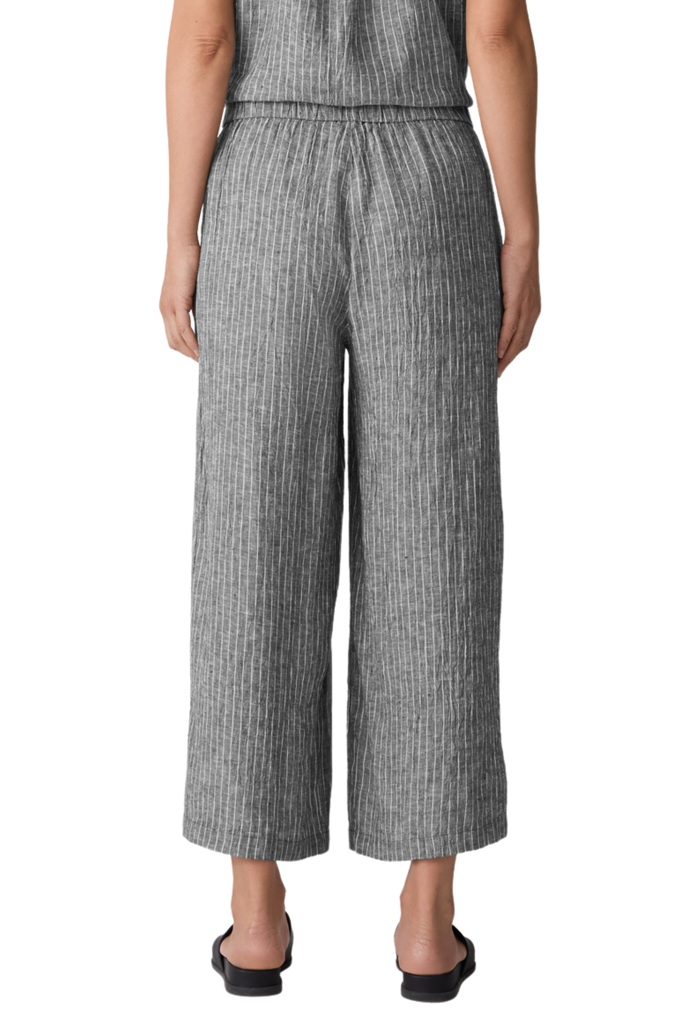 Puckered Organic Linen Wide-Leg Pant