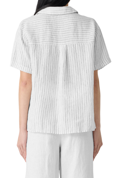 Puckered Organic Linen Short-Sleeve Shirt