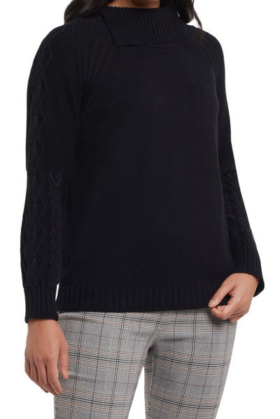 Combed Cotton Split Neck Sweater