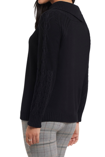 Combed Cotton Split Neck Sweater