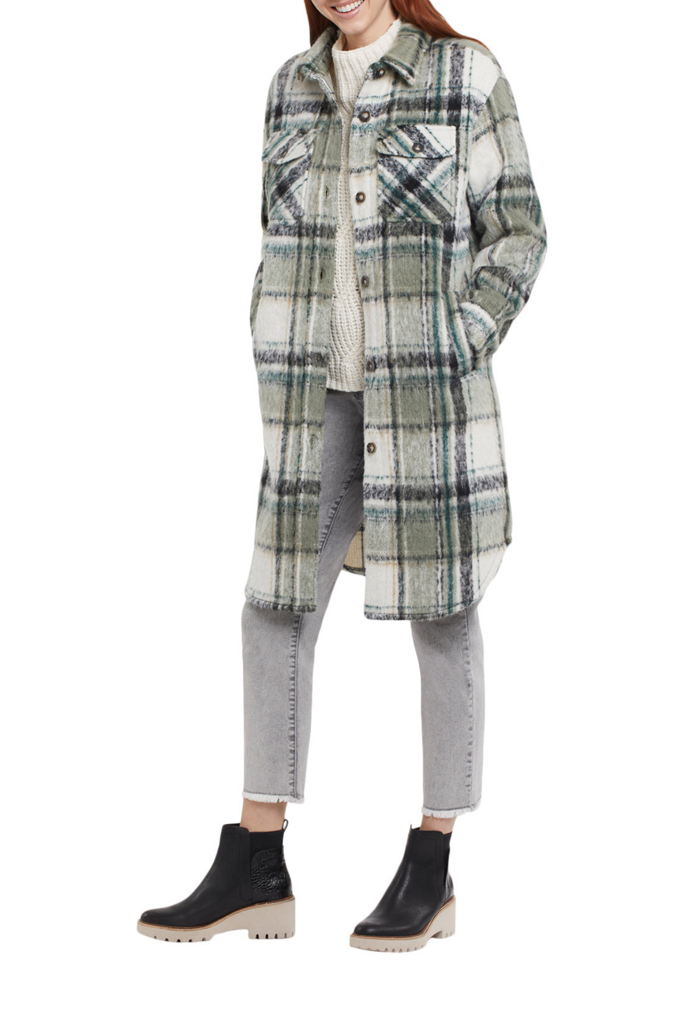 Drop Shoulder Long Jacket