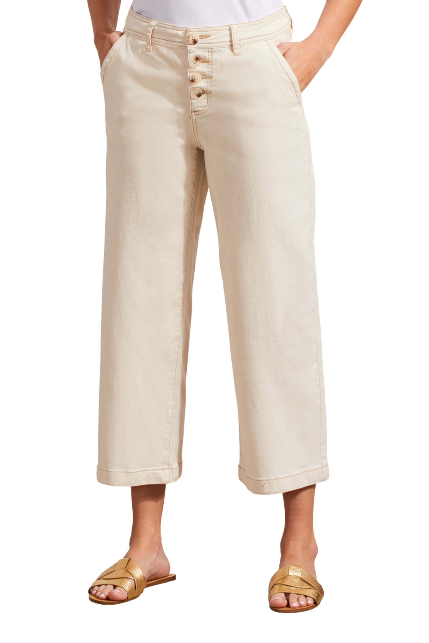 Audrey Wide Leg Buttoned Capri