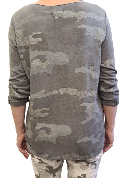 Camo Print Long Sleeve Top