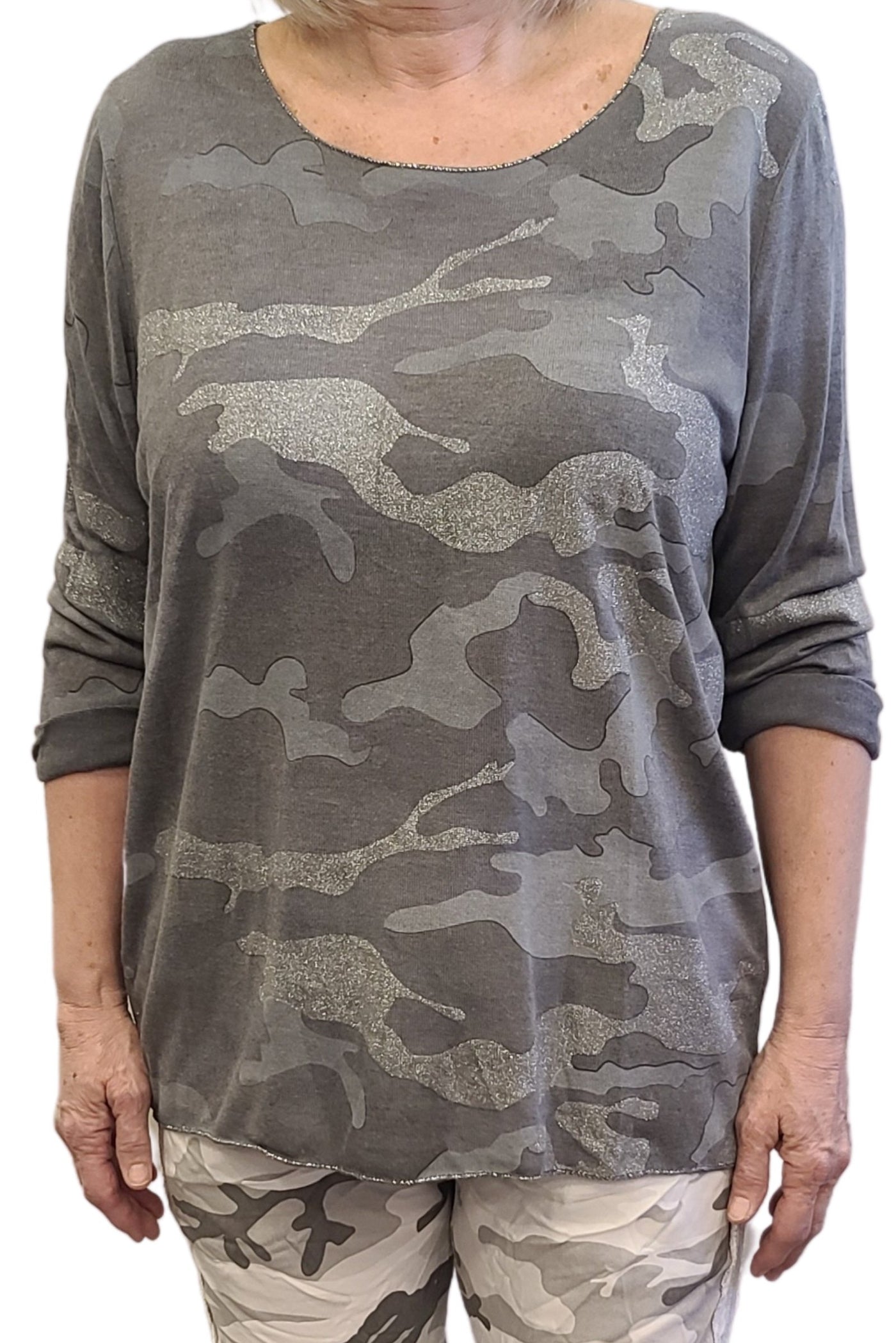 Camo Print Long Sleeve Top