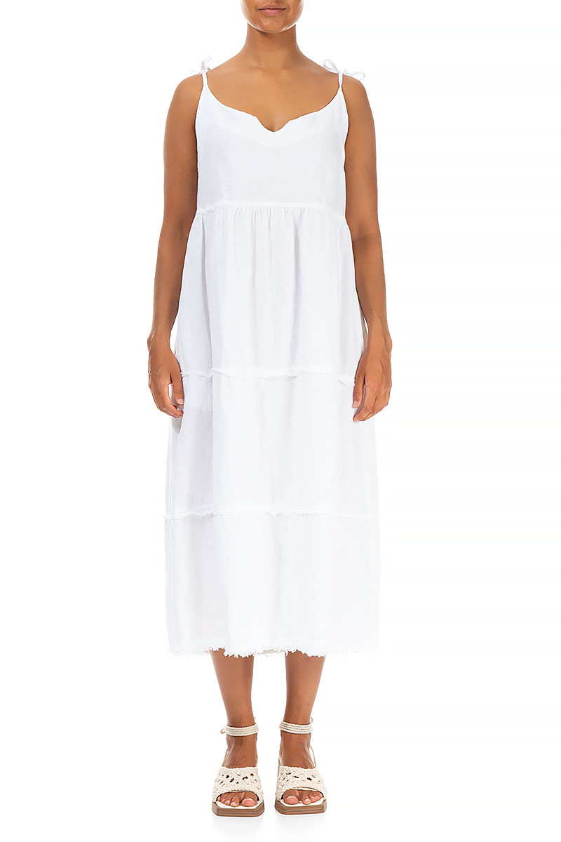 Linen Summer Dress with Tie Up Shoulders